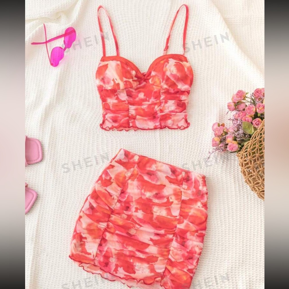 floral skirt and top